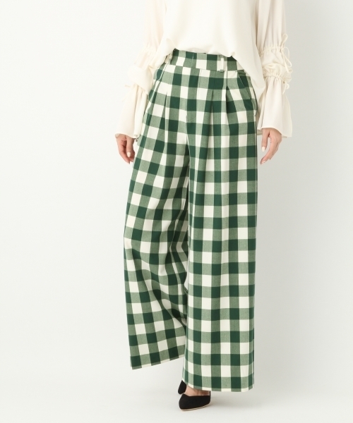 A part by（アパートバイ）の「ギンガムワイドパンツ　747292（その他パンツ・レディース・ブラック/グリーン・MEDIUM/LARGE）」の2枚目の写真
