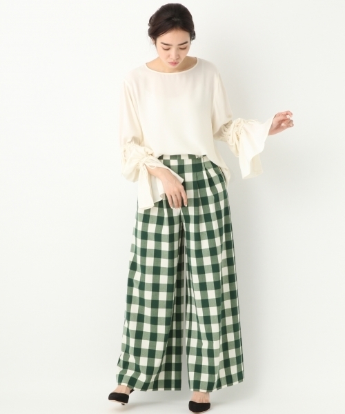 A part by（アパートバイ）の「ギンガムワイドパンツ　747292（その他パンツ・レディース・ブラック/グリーン・MEDIUM/LARGE）」の4枚目の写真