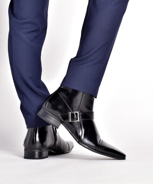 MM/ONE（エムエムワン）の「ストレートチップ サイドベルト ドレスブーツ ビジネス（ブーツ・メンズ・ブラック/ダークブラウン・43/42/44/41/39/45/40/46）」の4枚目の写真