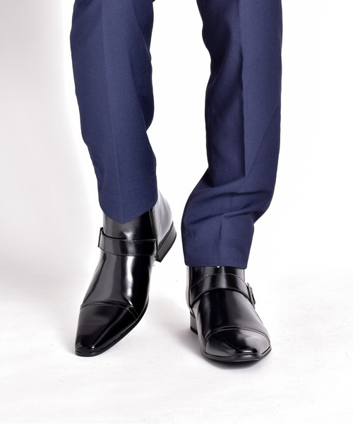 MM/ONE（エムエムワン）の「ストレートチップ サイドベルト ドレスブーツ ビジネス（ブーツ・メンズ・ブラック/ダークブラウン・43/42/44/41/39/45/40/46）」の3枚目の写真