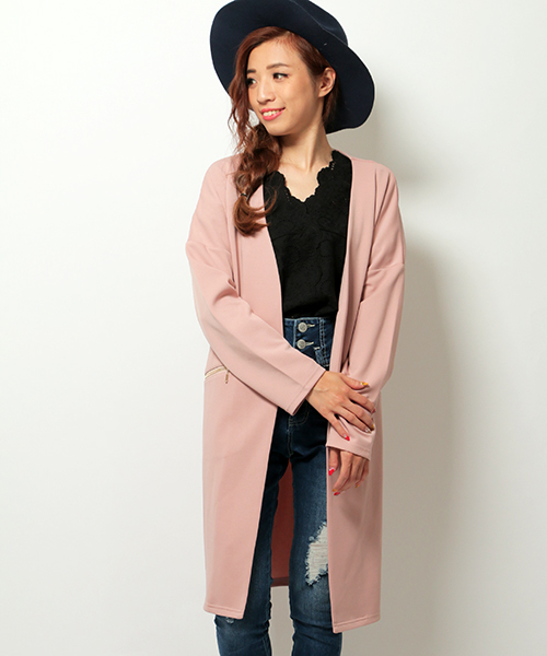 VENCEEXCHANGE（ヴァンスエクスチェンジ）の「カットBノーカラーコート（その他アウター・レディース・ブラック/グレー/ピンク系その他/レッド・MEDIUM）」の13枚目の写真