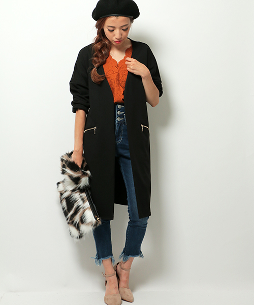 VENCEEXCHANGE（ヴァンスエクスチェンジ）の「カットBノーカラーコート（その他アウター・レディース・ブラック/グレー/ピンク系その他/レッド・MEDIUM）」の16枚目の写真