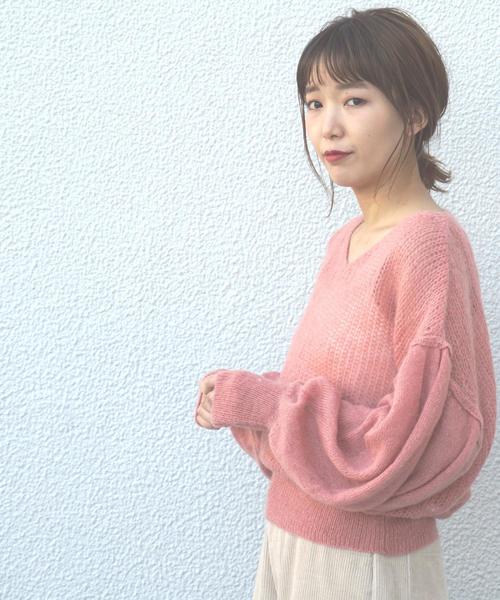 Another Edition（アナザーエディション）の「ボリュームスリーブニットプルオーバー ◆（ニット/セーター・レディース・オフホワイト/ケリー/ピンク・FREE）」の3枚目の写真