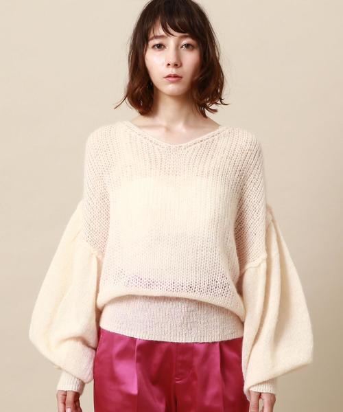 Another Edition（アナザーエディション）の「ボリュームスリーブニットプルオーバー ◆（ニット/セーター・レディース・オフホワイト/ケリー/ピンク・FREE）」の5枚目の写真