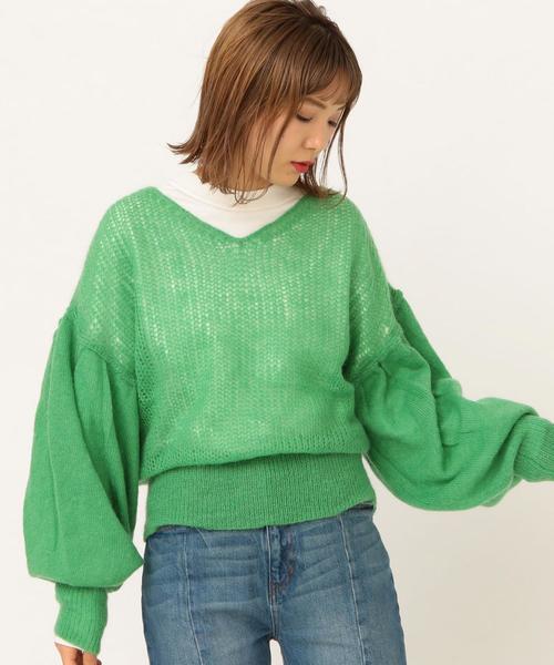 Another Edition（アナザーエディション）の「ボリュームスリーブニットプルオーバー ◆（ニット/セーター・レディース・オフホワイト/ケリー/ピンク・FREE）」の10枚目の写真