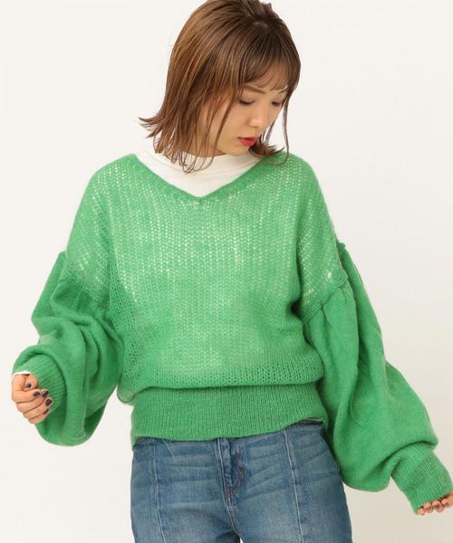 Another Edition（アナザーエディション）の「ボリュームスリーブニットプルオーバー ◆（ニット/セーター・レディース・オフホワイト/ケリー/ピンク・FREE）」の11枚目の写真