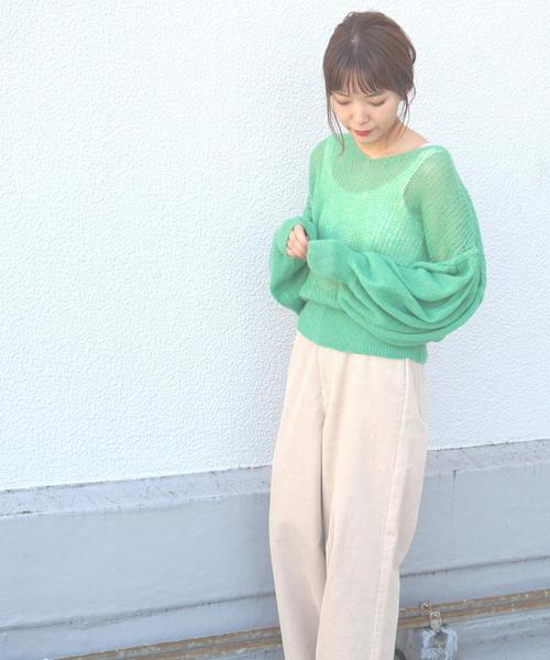 Another Edition（アナザーエディション）の「ボリュームスリーブニットプルオーバー ◆（ニット/セーター・レディース・オフホワイト/ケリー/ピンク・FREE）」の20枚目の写真