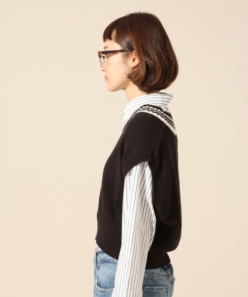 LOWRYS FARM（ローリーズファーム）の「ラインニットベスト 766648（ベスト・レディース・オフホワイト/ネイビー/ブラック・FREE）」の10枚目の写真