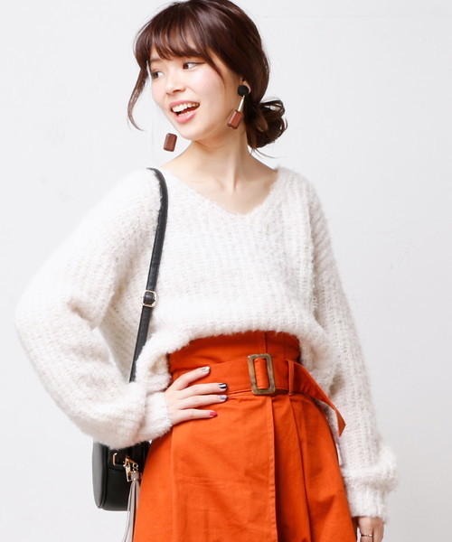 natural couture（ナチュラルクチュール）の「ブークレざっくり畦ニット（ニット/セーター・レディース・グレー/ピンク/グリーン/アイボリー・FREE）」の6枚目の写真