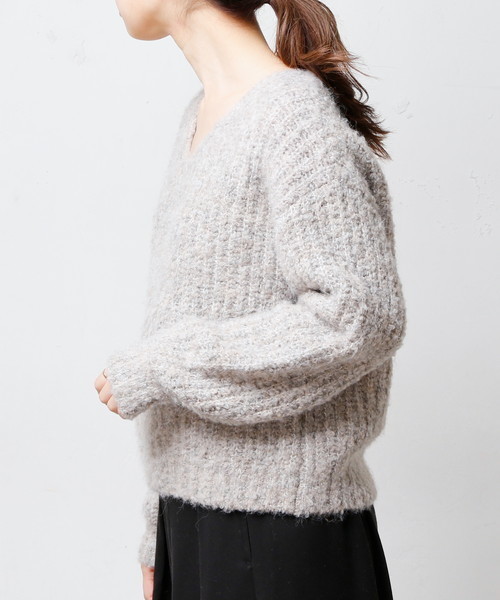 natural couture（ナチュラルクチュール）の「ブークレざっくり畦ニット（ニット/セーター・レディース・グレー/ピンク/グリーン/アイボリー・FREE）」の20枚目の写真