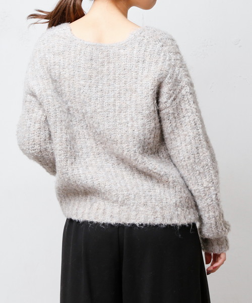 natural couture（ナチュラルクチュール）の「ブークレざっくり畦ニット（ニット/セーター・レディース・グレー/ピンク/グリーン/アイボリー・FREE）」の21枚目の写真