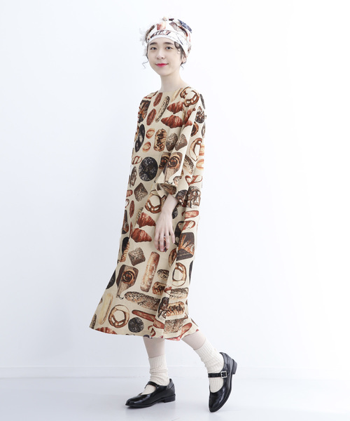 MERLOT（メルロー）の「「パンできました」柄ワンピース7415（ワンピース・レディース・グレー/カーキ/ベージュ・FREE）」の17枚目の写真