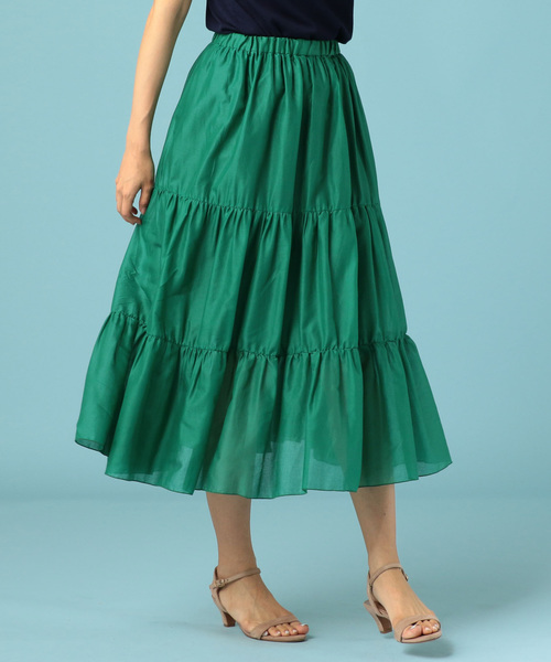 Doux archives（ドゥアルシーヴ）の「カラーワイドスカート（スカート・レディース・ベージュ/グリーン/パープル・MEDIUM）」の2枚目の写真