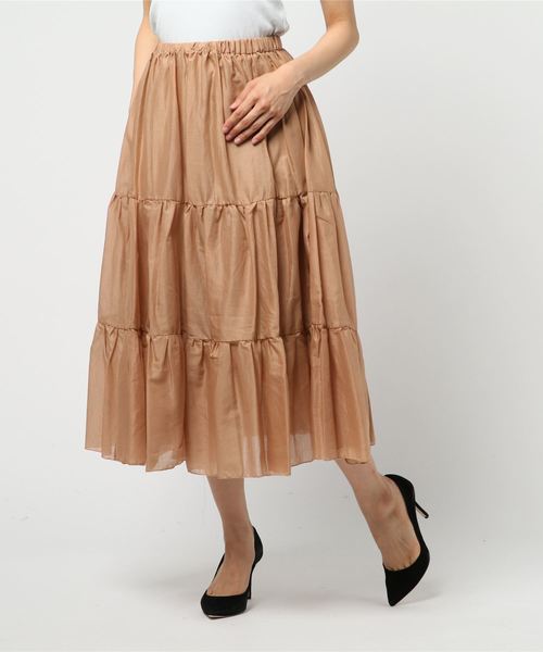 Doux archives（ドゥアルシーヴ）の「カラーワイドスカート（スカート・レディース・ベージュ/グリーン/パープル・MEDIUM）」の7枚目の写真