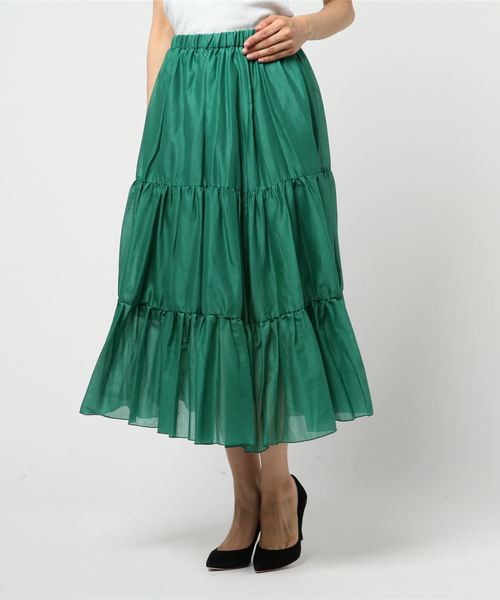 Doux archives（ドゥアルシーヴ）の「カラーワイドスカート（スカート・レディース・ベージュ/グリーン/パープル・MEDIUM）」の6枚目の写真