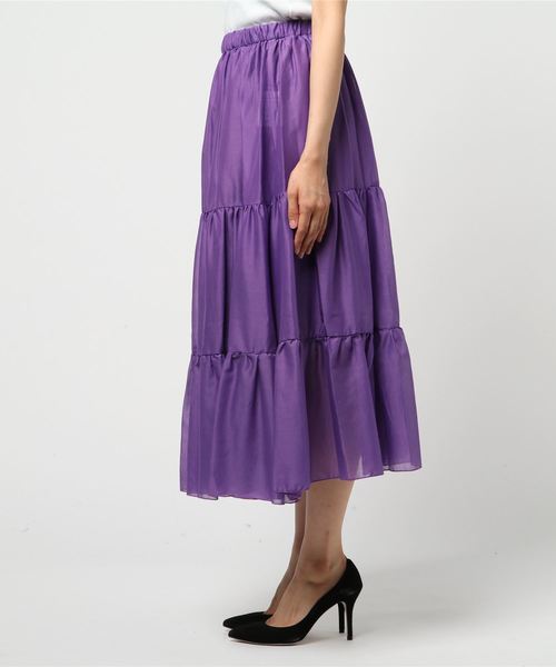 Doux archives（ドゥアルシーヴ）の「カラーワイドスカート（スカート・レディース・ベージュ/グリーン/パープル・MEDIUM）」の4枚目の写真