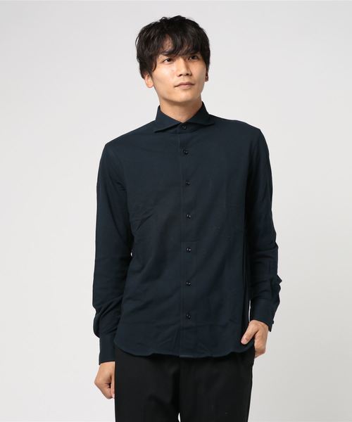 GUY ROVER(ギローバー)の「GUY ROVER ワイドカラー鹿の子シャツ(シャツ/ブラウス・メンズ・ホワイト/ネイビー・S/M/XS)」の2枚目の写真