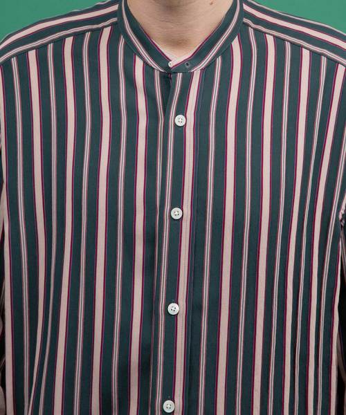UNITED TOKYO(ユナイテッドトウキョウ)の「マルチストライプオーバーサイズバンドカラー(シャツ/ブラウス・メンズ・ブラック/グリーン・1/2/3)」の8枚目の写真