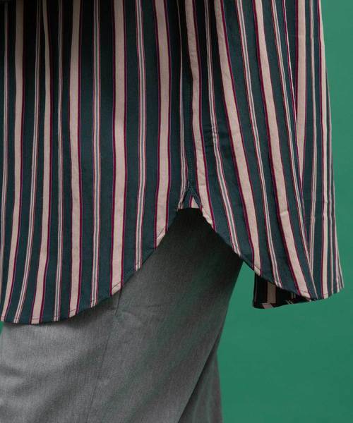 UNITED TOKYO(ユナイテッドトウキョウ)の「マルチストライプオーバーサイズバンドカラー(シャツ/ブラウス・メンズ・ブラック/グリーン・1/2/3)」の11枚目の写真