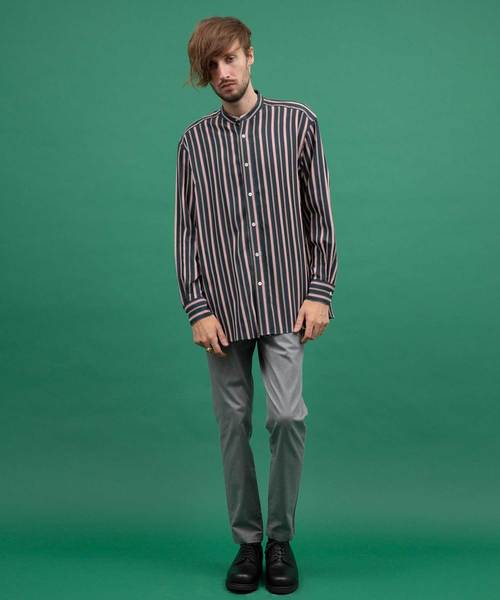UNITED TOKYO(ユナイテッドトウキョウ)の「マルチストライプオーバーサイズバンドカラー(シャツ/ブラウス・メンズ・ブラック/グリーン・1/2/3)」の14枚目の写真