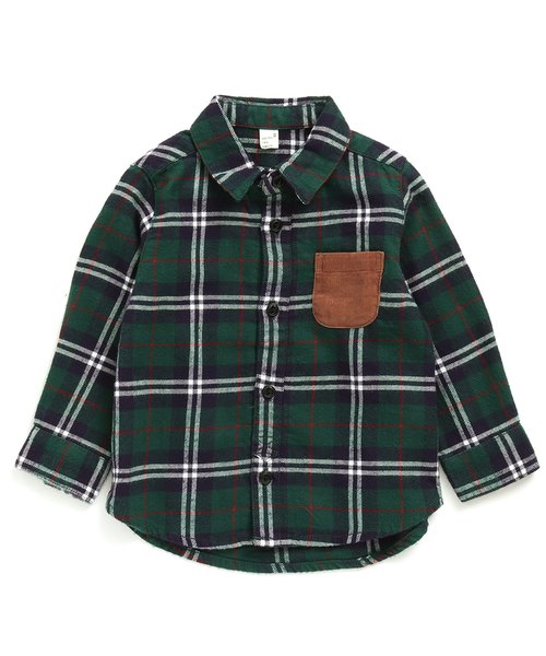 apres les cours(アプレレクール)の「先染めチェックシャツ(シャツ/ブラウス・キッズ・グリーン/レッド・80/90/100/110/120/130/140)」の2枚目の写真