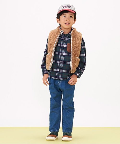 apres les cours(アプレレクール)の「先染めチェックシャツ(シャツ/ブラウス・キッズ・グリーン/レッド・80/90/100/110/120/130/140)」の3枚目の写真