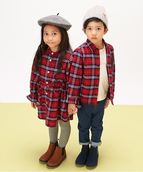 apres les cours(アプレレクール)の「先染めチェックシャツ(シャツ/ブラウス・キッズ・グリーン/レッド・80/90/100/110/120/130/140)」の7枚目の写真