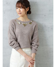 NATURAL BEAUTY BASIC | スパンコールネックニット(ニット/セーター)