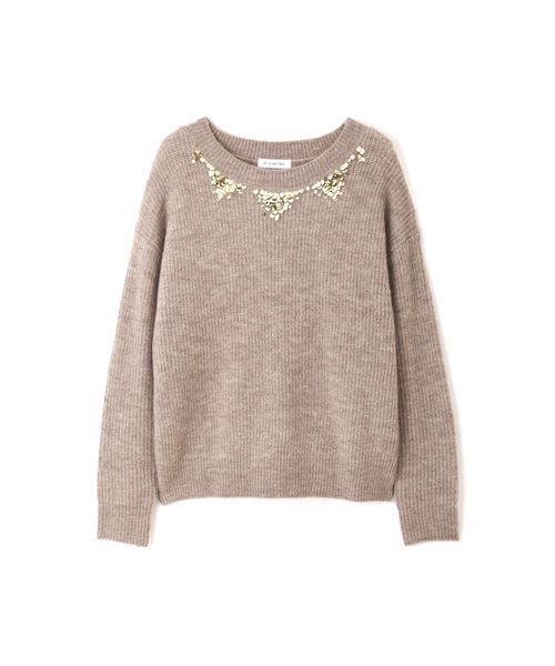 NATURAL BEAUTY BASIC（ナチュラルビューティーベーシック）の「スパンコールネックニット（ニット/セーター・レディース・グレー/ネイビー/ベージュ・MEDIUM）」の15枚目の写真