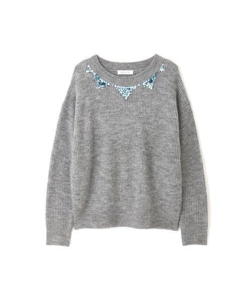 NATURAL BEAUTY BASIC（ナチュラルビューティーベーシック）の「スパンコールネックニット（ニット/セーター・レディース・グレー/ネイビー/ベージュ・MEDIUM）」の11枚目の写真