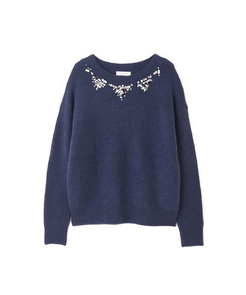 NATURAL BEAUTY BASIC（ナチュラルビューティーベーシック）の「スパンコールネックニット（ニット/セーター・レディース・グレー/ネイビー/ベージュ・MEDIUM）」の22枚目の写真