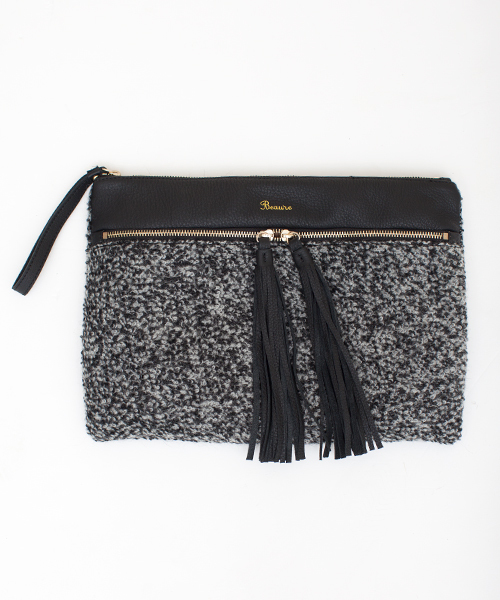 NANO universe（ナノユニバース）の「Beau're/NU別注ツイード×レザー2WAY BAG（クラッチバッグ・レディース・ブラック/ブルー/レッド・FREE）」の4枚目の写真