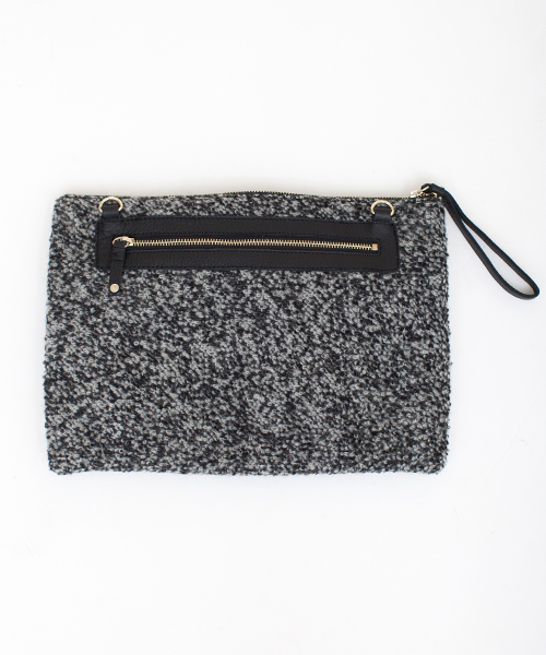 NANO universe（ナノユニバース）の「Beau're/NU別注ツイード×レザー2WAY BAG（クラッチバッグ・レディース・ブラック/ブルー/レッド・FREE）」の5枚目の写真