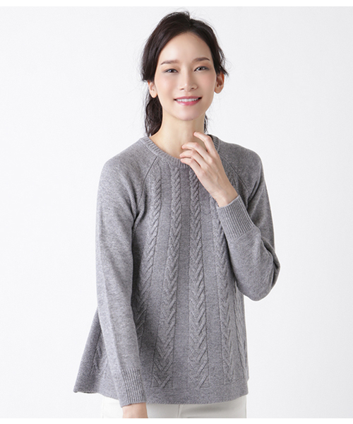 Newyorker ニューヨーカー の カシミヤ混 ケーブル編みaラインニットプルオーバー ニット セーター Wear