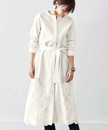 MEDE19F | カットワーク刺しゅう遣いのリネン混ワンピコート(ワンピース)