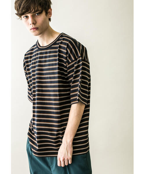 MONKEY TIME（モンキータイム）の「＜monkey time＞ TENJIKU MULTI BORDER TEE/ボーダーTシャツ（Tシャツ/カットソー・メンズ・ブラック/オリーブ・MEDIUM/X-LARGE/SMALL/LARGE）」の13枚目の写真