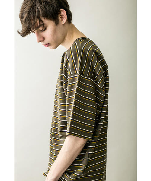 MONKEY TIME（モンキータイム）の「＜monkey time＞ TENJIKU MULTI BORDER TEE/ボーダーTシャツ（Tシャツ/カットソー・メンズ・ブラック/オリーブ・MEDIUM/X-LARGE/SMALL/LARGE）」の9枚目の写真