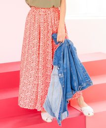 小花柄ロング丈フレアスカート