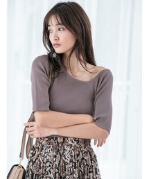 fifth | イレギュラーネック5分袖ニット(ニット/セーター)