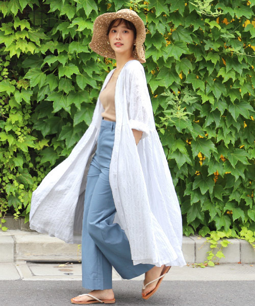 Coca コカ の ロング丈透け感ストライプガウンワンピース ワンピース Wear