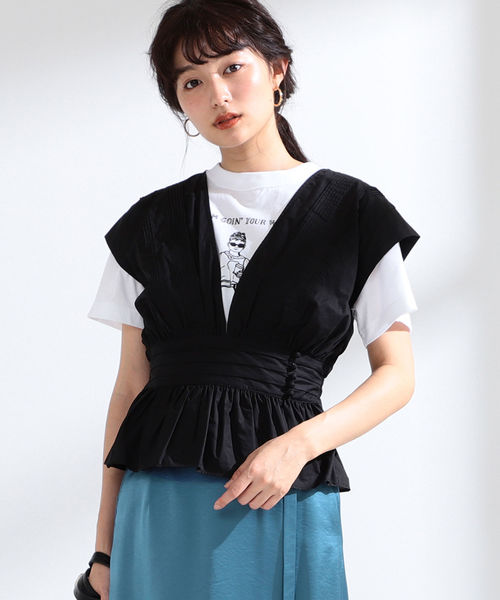 Ray BEAMS（レイビームス）の「Ray BEAMS / ピンタック ペプラム ブラウス（シャツ/ブラウス・レディース・ホワイト/ブラック/ダークブラウン・ONE SIZE）」の14枚目の写真