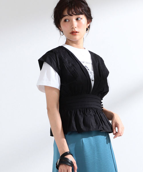 Ray BEAMS（レイビームス）の「Ray BEAMS / ピンタック ペプラム ブラウス（シャツ/ブラウス・レディース・ホワイト/ブラック/ダークブラウン・ONE SIZE）」の8枚目の写真