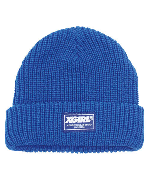 X-girl Stages（エックスガールステージス）の「【VERY(ベリー)11月号掲載商品】BASIC KNIT CAP/ ニット帽（ニットキャップ/ビーニー・キッズ・ブラック/アッシュ/ブルー/ピンク/レッド・ONE SIZE）」の3枚目の写真