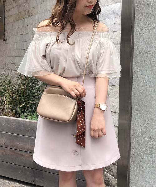 one after another NICE CLAUP(ワンアフターアナザーナイスクラップ)の「ドットチュールブラウス(シャツ/ブラウス・レディース・ベージュ/ピンク/アイボリー・FREE)」の13枚目の写真