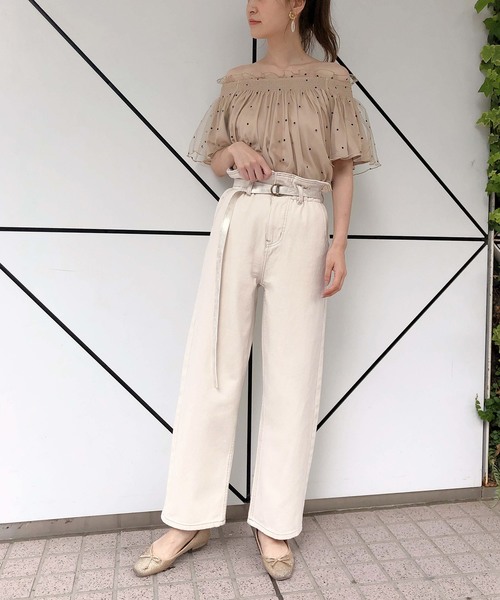 one after another NICE CLAUP(ワンアフターアナザーナイスクラップ)の「ドットチュールブラウス(シャツ/ブラウス・レディース・ベージュ/ピンク/アイボリー・FREE)」の5枚目の写真