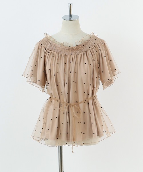 one after another NICE CLAUP(ワンアフターアナザーナイスクラップ)の「ドットチュールブラウス(シャツ/ブラウス・レディース・ベージュ/ピンク/アイボリー・FREE)」の16枚目の写真