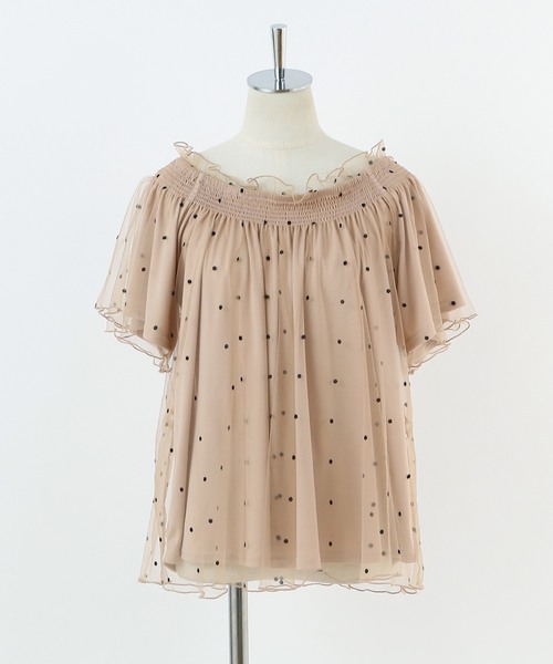 one after another NICE CLAUP(ワンアフターアナザーナイスクラップ)の「ドットチュールブラウス(シャツ/ブラウス・レディース・ベージュ/ピンク/アイボリー・FREE)」の18枚目の写真
