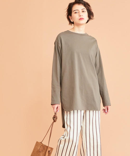 BEAUTY&YOUTH UNITED ARROWS（ビューティーアンドユースユナイテッドアローズ）の「BY∴ コットンサイドスリットビッグロングスリーブTシャツ（Tシャツ/カットソー・レディース・ブラック/オリーブ/ホワイト・FREE）」の13枚目の写真