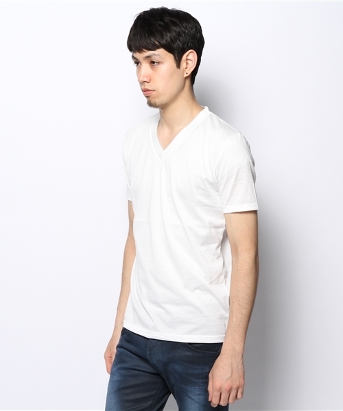 KATHARINE HAMNETT LONDON （キャサリンハムネットロンドン）の「HIGH COUNT SILKET / ハイカウントシルケットＴシャツ（Tシャツ/カットソー・メンズ・ネイビー/ホワイト/グリーン/ブルー・LARGE/MEDIUM/AL）」の8枚目の写真