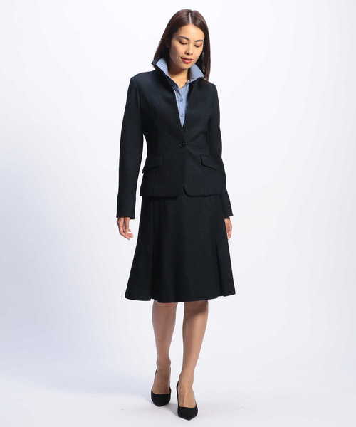 NARACAMICIE（ナラカミーチェ）の「《セットアップスーツ対応》バーズアイソフトフレアースカート（スカート・レディース・ベージュ/ネイビー/グレー・SMALL/MEDIUM/LARGE）」の6枚目の写真